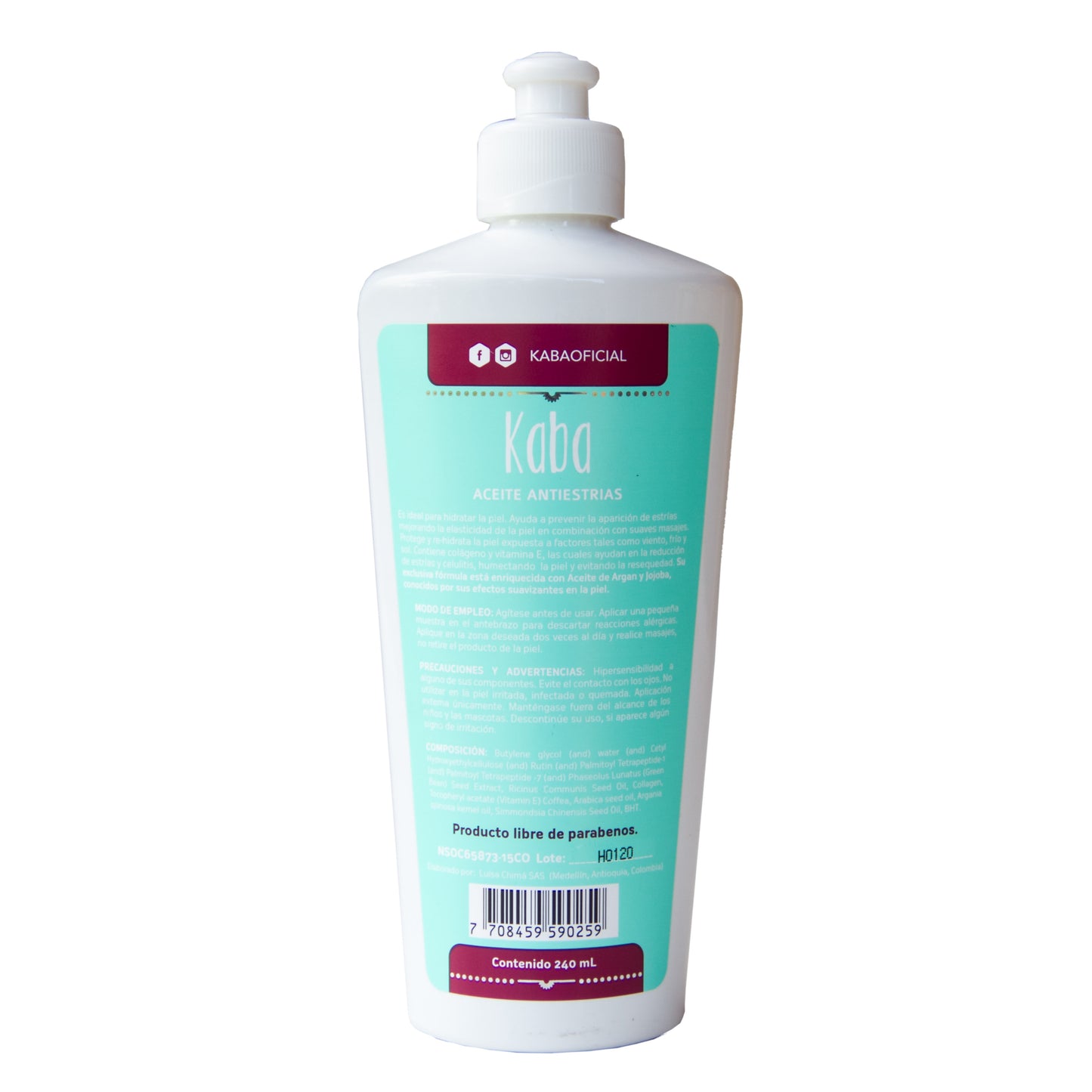 Aceite antiestrías Kaba 240 ml