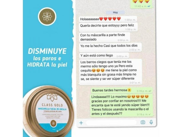 Mascarilla Facial de Arcilla Class Gold 150 grs